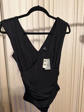 Express Black V-Neck Synched Bodysuit